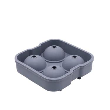 Imagem de Formas esféricas grandes 4/8 quadriculadas de uísque de gelo sem vazamento, bandejas redondas de silicone fáceis de encher e liberar ferramentas para fazer bolas de gelo (preto, pequeno)