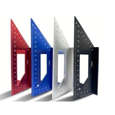 Imagem de 1 régua de medição multiângulo 3D, régua de medição de liga de alumínio de 45/90 graus, régua para marcenaria, ferramenta de medição de layout de alta precisão quadrada de triângulo de esquadria