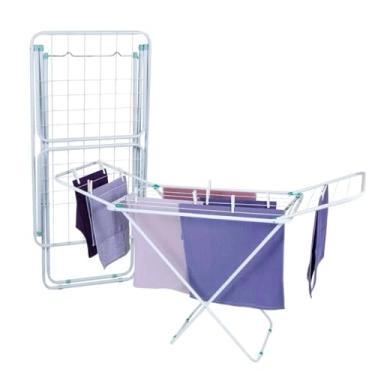 Imagem de Varal de Chão Reforçado com Abas Dobrável Retrátil Slim, 1.6m, Branco