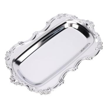 Imagem de AUNMAS Bandeja Decorativa de Joias, Prato de Bugigangas Vintage para Chaves de Perfume, Peça Central de Mesa de Decoração para Casa, Aço Inoxidável