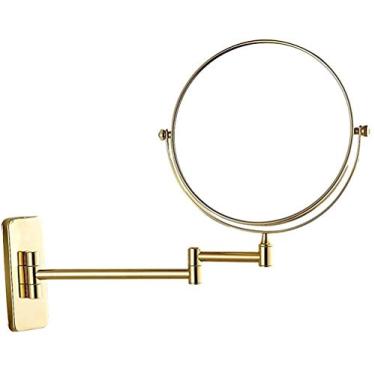 Imagem de Espelhos penteadeira montada na parede, rotação de 360°, lupa de 3x/5x, mesa extensível dupla face (tamanho: ampliação de 5 vezes)