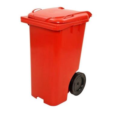 Imagem de Lixeira Grande Contentor De Lixo Com Rodas 240 Litros Vermelho - jsn
