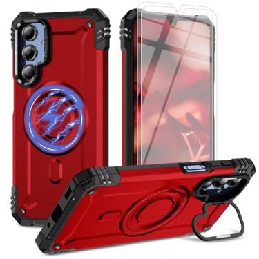 Imagem de Bonkier Capa para celular Samsung Galaxy A56 5G [compatível com Magsafe] [proteção contra quedas de grau militar de 15 pés] com protetor de tela e protetor de lentes, capa resistente à prova de choque