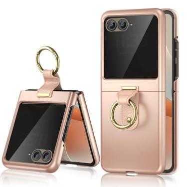 Imagem de Maxdara Capa para Motorola Razr 2025/2024 [não serve para Ultra ou Plus], com protetor de tela de privacidade e suporte de anel, capa protetora fina para celular Moto Razr 2025/2024, ouro rosa (tela