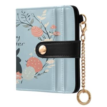 Imagem de CEBUGI Guirlanda de Páscoa, porta-cartões de crédito, feminina, fina, impermeável, pequena, com bloqueio de RFID, capas para cartões de couro para mulheres e homens