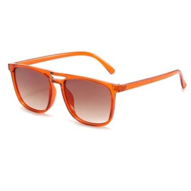 Imagem de HPIRME Óculos de grau femininos com ponte dupla, lentes degradê e proteção UV400 (laranja)