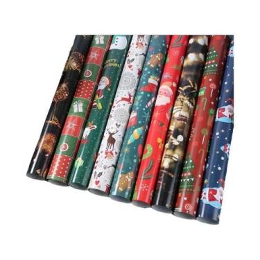 Imagem de Papel De Embalagem Festivo Para Presentes De Natal Kraft Brilhante DIY