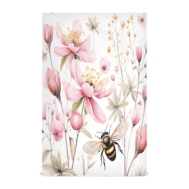 Imagem de Wassud Toalhas de cozinha flores e abelhas panos de prato de cozinha 1 pacote panos de prato macios com laço para pendurar toalha de mão de secagem rápida super absorvente toalhas de chá de mesa