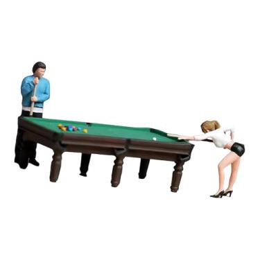Imagem de harayaa Miniaturas de figuras pintadas à mão representando uma cena de bilhar, enfeites de mesa em resina para jardim de fadas, Altura 2.8 Cm
