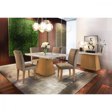 Imagem de Conjunto Sala De Jantar Luna 120 Mdf Com 4 Cadeiras