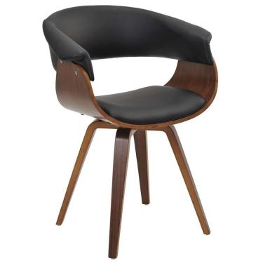 Imagem de Cadeira De Jantar Moderna Base Madeira Fixa Betani R02 Sintético Preto - Mpozenato