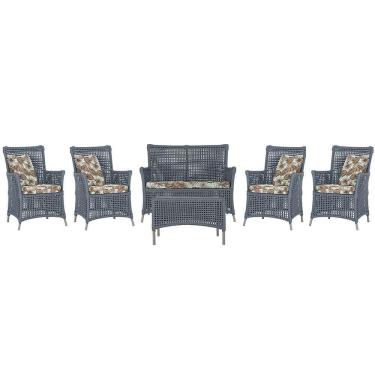 Imagem de Jogo Sofá 4 Poltronas E Mesa Igapó Fendi E6 Trama Original Prata