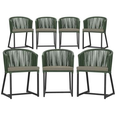 Imagem de 7 Cadeiras De Jantar área Noronha Preta E8 Trama  Verde