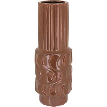 Imagem de Vaso Decorativo Enfeite Casa Cerâmica 40x14x14cm Laranja