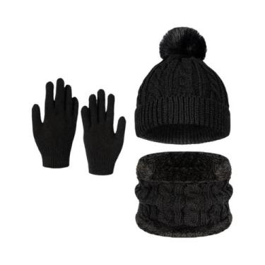 Imagem de Conjunto De Gorro De Malha, Protetor De Pescoço E Luvas Para Crianças 