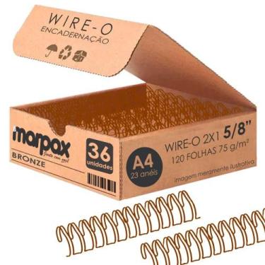 Imagem de Wire-o para Encadernação 2X1 A4 Bronze 5/8 para 120fls 36un - Marpax
