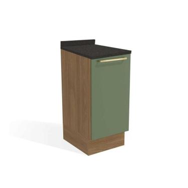 Imagem de Balcão De Cozinha Modulado Botanic M621 1 Porta C/tampo 40cm Nogueira/oliva/preto Brilho - Kappesberg