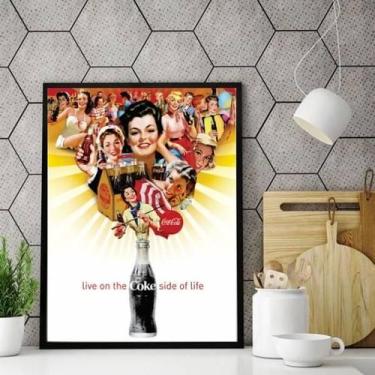Imagem de Quadro Coca-Cola Garrafa E Mulheres 24X18Cm - Com Vidro - Quadros On-L