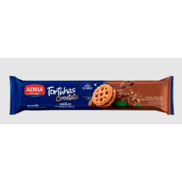 Imagem de Biscoito Recheado Chocolate com Creme de Avelã Adria 80g Pacote Tortinhas Crostata