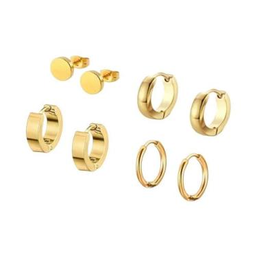 Imagem de Conjunto De Brincos Masculinos Em Aço Inoxidável Preto Com 4 Pares Dur