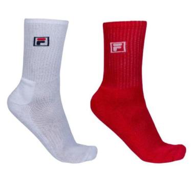 Imagem de Kit Meia Fila F-Box Cano Longo - 2 Pares, Branco, Vermelho, 39/43