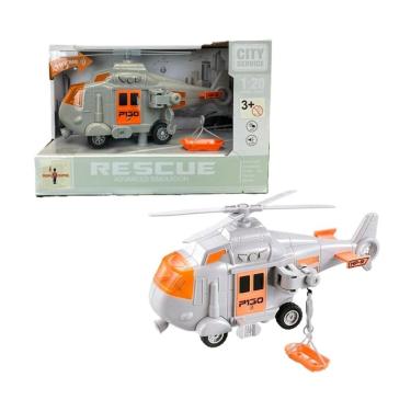Imagem de Helicóptero de Resgate Cinza com Fricção Luz e Som - Brink Center