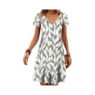 Imagem de Vestido Casual De Verão Para Mulheres, Estampado, Decote Em V, Manga C