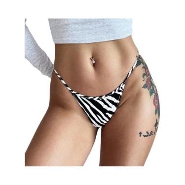 Imagem de Calcinhas Tanga De Cintura Baixa Com Estampa De Leopardo Para Meninas,