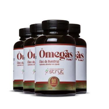 Imagem de 4x oleo de avestruz 90caps 1.000mg  strut omega 3 6 7 9 - Genuinamente