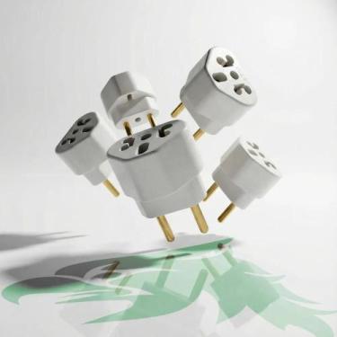 Imagem de Kit 5 Adaptadores De Tomada 10A/20A Pino Adaptador Bob Love - Congratu