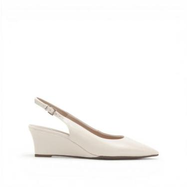 Imagem de Scarpin Slingback Salto Anabela - Divina, Areia, 36