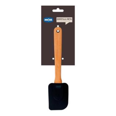 Imagem de Espátula Reta Silicone e Bamboo Preto Mor