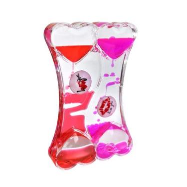 Imagem de Ampulheta de óleo liquido com temporizador coração duplo 14cm - Amigol