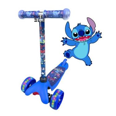Imagem de Patinete Stitch Azul Infantil 3 Rodas Com Luz - Elite