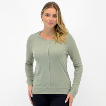 Imagem de Blusa Doce Trama em Tricot Básica Manga Longa Feminina, GG, Cidreira