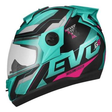 Imagem de Capacete Fechado Pro Tork Evolution G8 Evo, VERDE TURQUESA - PINK, 58