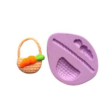 Imagem de Confeitaria dos moldes, F661 MOLDE DE SILICONE CESTA CENOURA PÁSCOA CONFEITARIA ARTESANATO