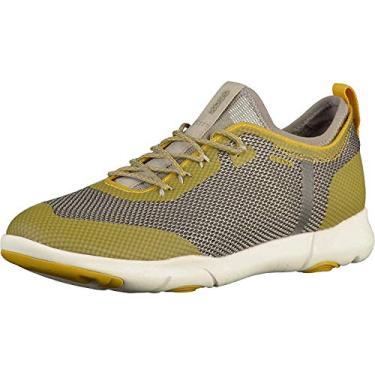 Imagem de Geox Tênis masculino de cano baixo, Cinza (pedra/amarelo C9m2v), 10.5 M UK