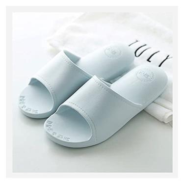 Imagem de Chinelos de tubarão chinelos de banheiro leves macios de secagem rápida sapatos de banho femininos sandálias de banho internas e externas chinelos de piscina sandálias de verão (cor: azul, tamanho: 8,5 # )