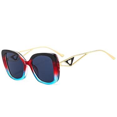 Imagem de Óculos de sol borboleta fashion feminino masculino olho de gato colorido liga armação de metal óculos de luxo uv400, c2, tamanho único