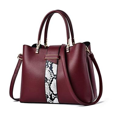 Imagem de Elegante bolsa de mão superior para mulheres bolsa transversal de couro bolsa de ombro grande bolsa feminina moda tote, Vermelho