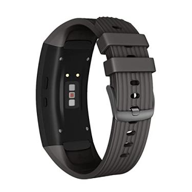Imagem de GANYUU Correias de relógio inteligente para Samsung Gear Fit 2 Pro Pulseira de silicone Fitness Watch Pulseira Gear Fit2 Pro SM-R360 Pulseira ajustável Pulseira de relógio (Cor: Preto)