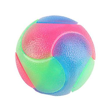 Imagem de sillervan cachorro com luz LED Piscando Bola elástica LED Bola molar Bola brilhante Cor do animal estimação Brinquedos interativos para gatos cães Treino interativo Bola espinho Presentes bola lisa
