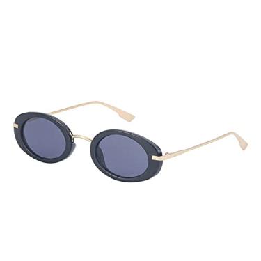 Imagem de Óculos de sol ovais pequenos da moda para mulheres vintage hip hop óculos de sol masculinos retro punk óculos uv400 tons gafas, cinza preto, com estojo
