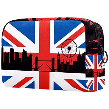 Imagem de Bolsa cosmética bandeira britânica Londres paisagem urbana pano Oxford bolsas cosméticas linda bolsa de maquiagem personalizada bolsa para mulheres menina professora presente 18,5 x 7,6 x 13 cm
