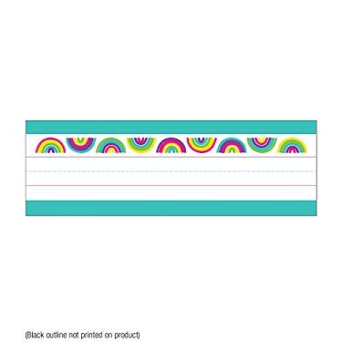 Imagem de Carson Dellosa Kind Vibes Placas de identificação de sala de aula arco-íris de 36 peças, etiquetas coloridas de mesa de estudante para salas de aula, cubbies, mesas, etiquetas de armário e organização