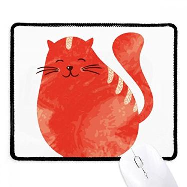 Imagem de Mousepad de borracha para jogos laranja sorrindo com borda costurada para gatos