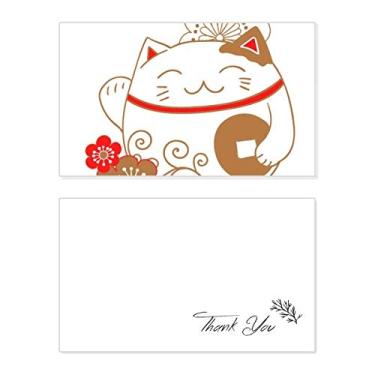 Imagem de Japan Lucky Fortune Flor de gato cobre cartão de agradecimento aniversário aniversário saudações casamento agradecimento