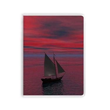 Imagem de Caderno de fotos de pessoas com céu vermelho oceano, capa de goma para diário