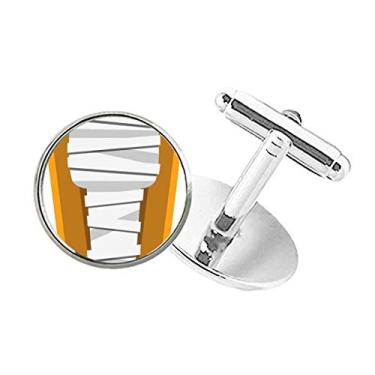 Imagem de DIYthinker Abotoaduras com clipe de botão redondo com estampa de ilustração do caixão Egypt Mummy